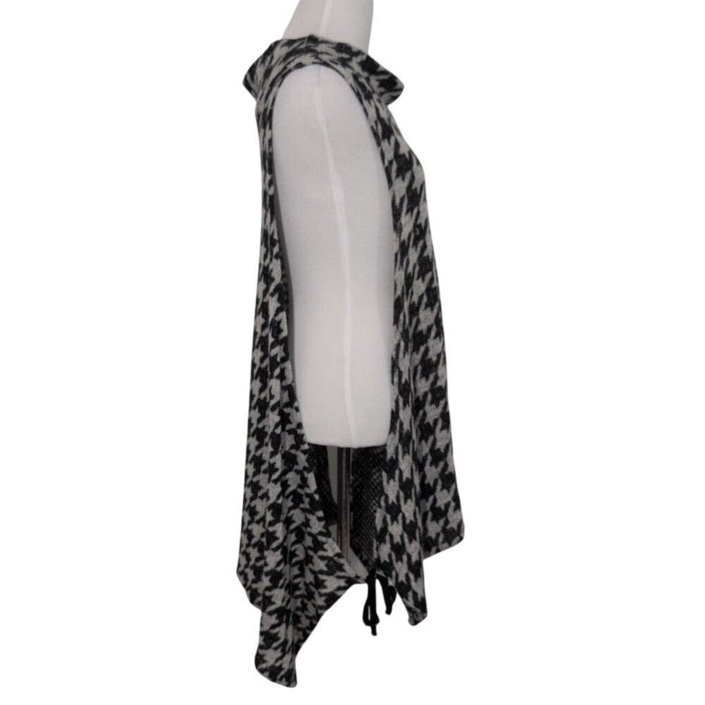 Bryn Walker Houndstooth Vest Womens Size Large Fleece Wool Gray Lagenlook Artsy - Picture 3 of 10
